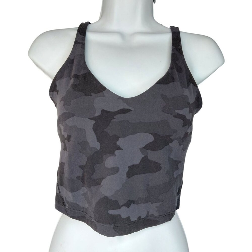 Lululemon Align Crop Tank Top Camo Graphite Grey Athletic Bra  Size-6